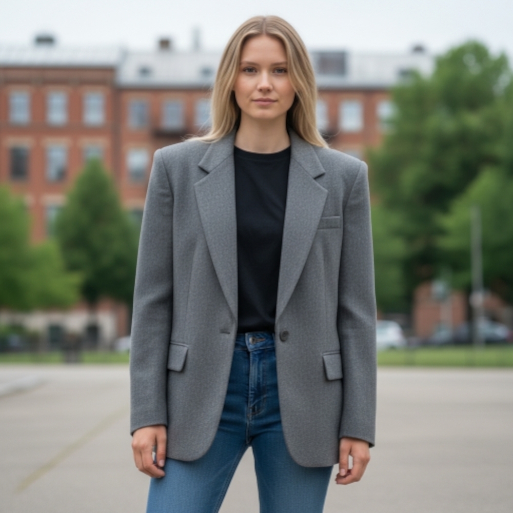 Vintage Worthington Wool Women's Gray Blazer 16